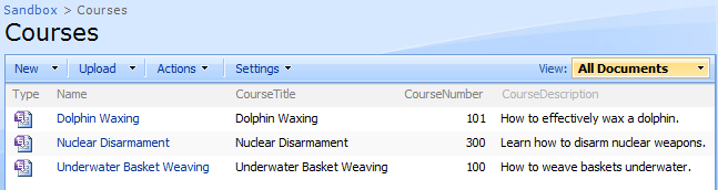 Courses Form Library
