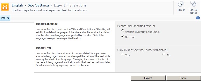 Export Translations