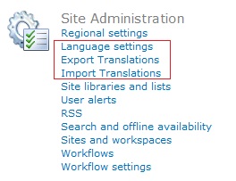 Translation Site Administration