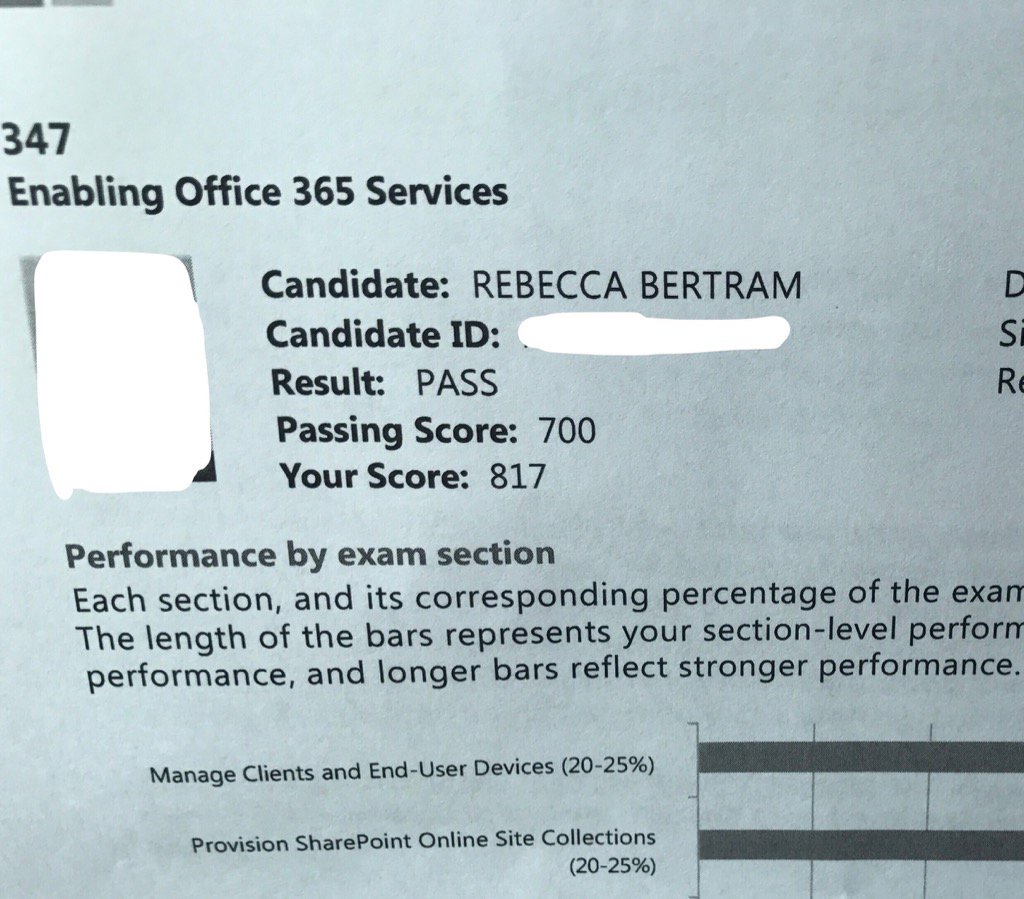 Proof of passing exam 347