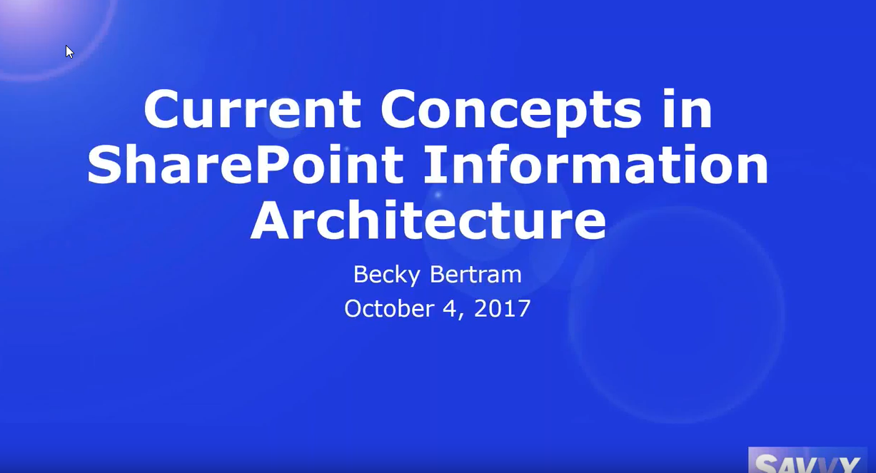 Current Concepts in Information Architecture